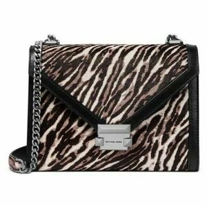 NWT Michael Kors Whitney Large Gunmetal Multi/Silver Shoulder Bag Original pak